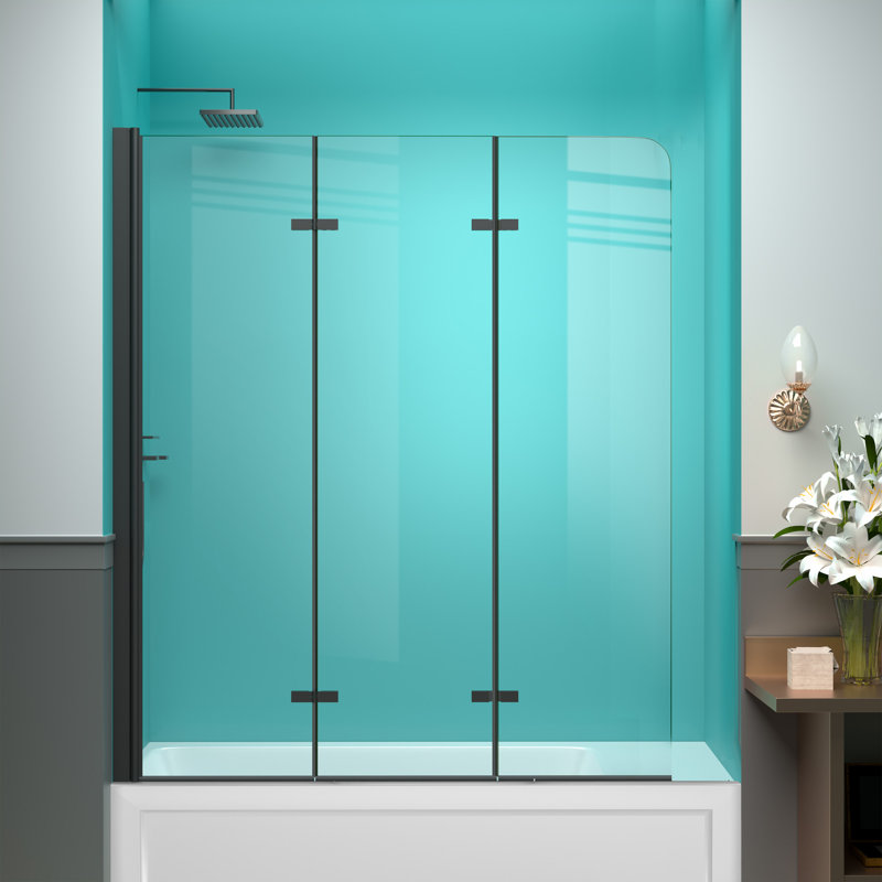 ZEAFIVE 51'' W x 59'' H Bathtub Shower Door SemiFrameless Foldable